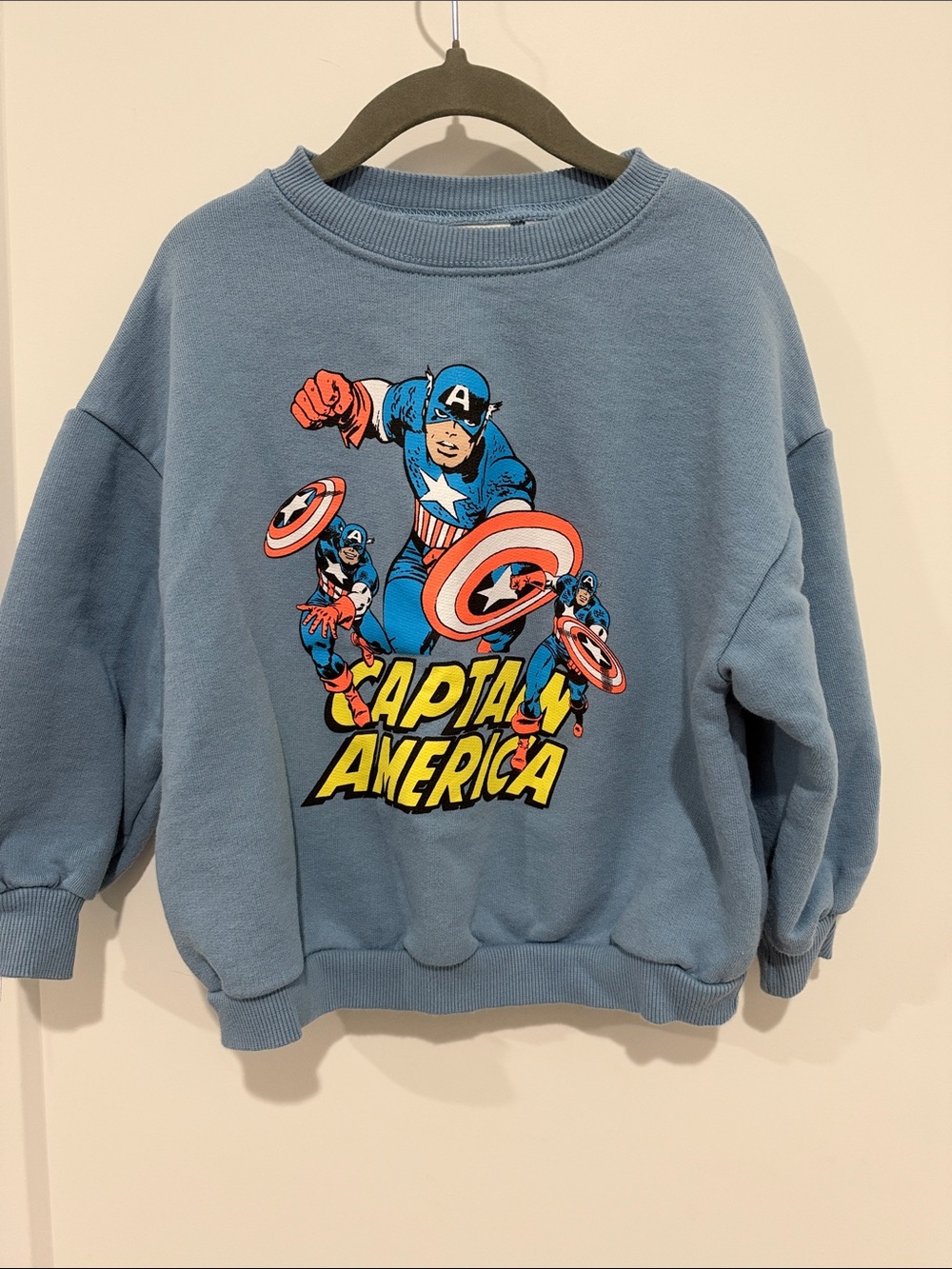 Zara Blue Captain America Graphic Sweatshirt